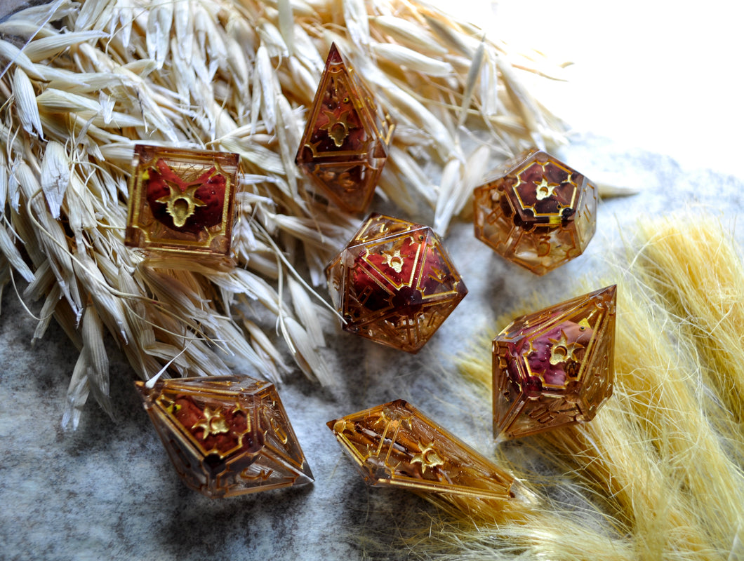 The Hag's Brood 7pc Dice Set - CHICKENS!